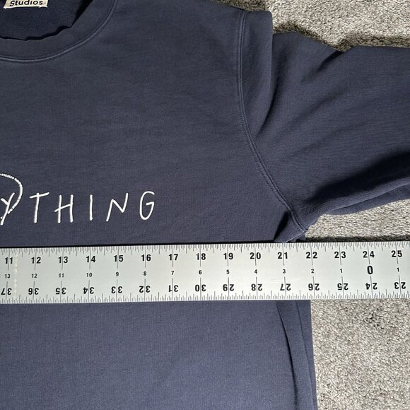Acne Studios Casey Slogan Everything Sweatshirt Mens Large Navy Jumper Crewneck - Picture 7 of 9
